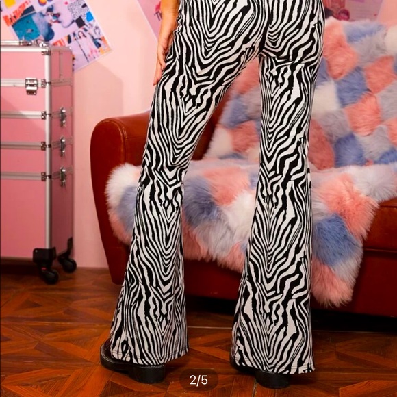 BRAND NEW Shein Zebra pants! Never worn!-flare leg - Picture 2 of 3